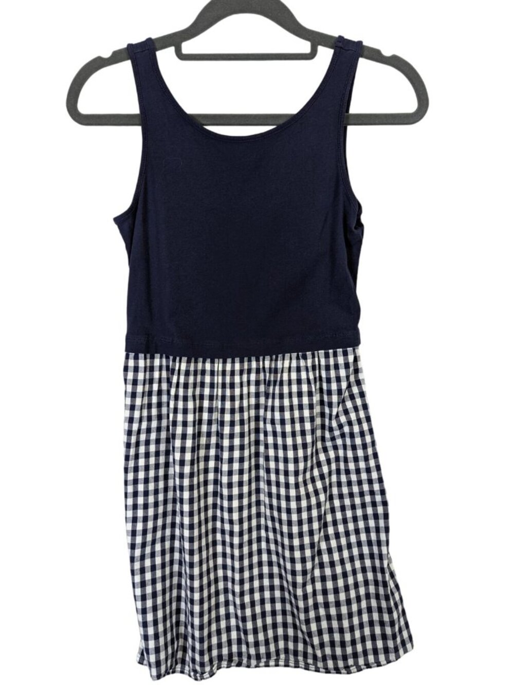 Old Navy Dress Girls size L 10 12 Blue Nautical Pullover Gingham Check Sailor